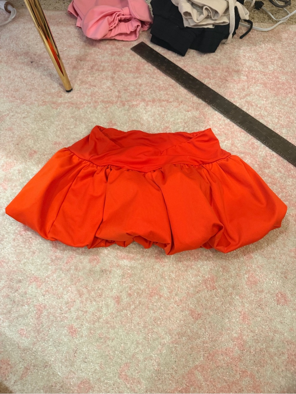 Bright Orange Bubble Mini Skirt